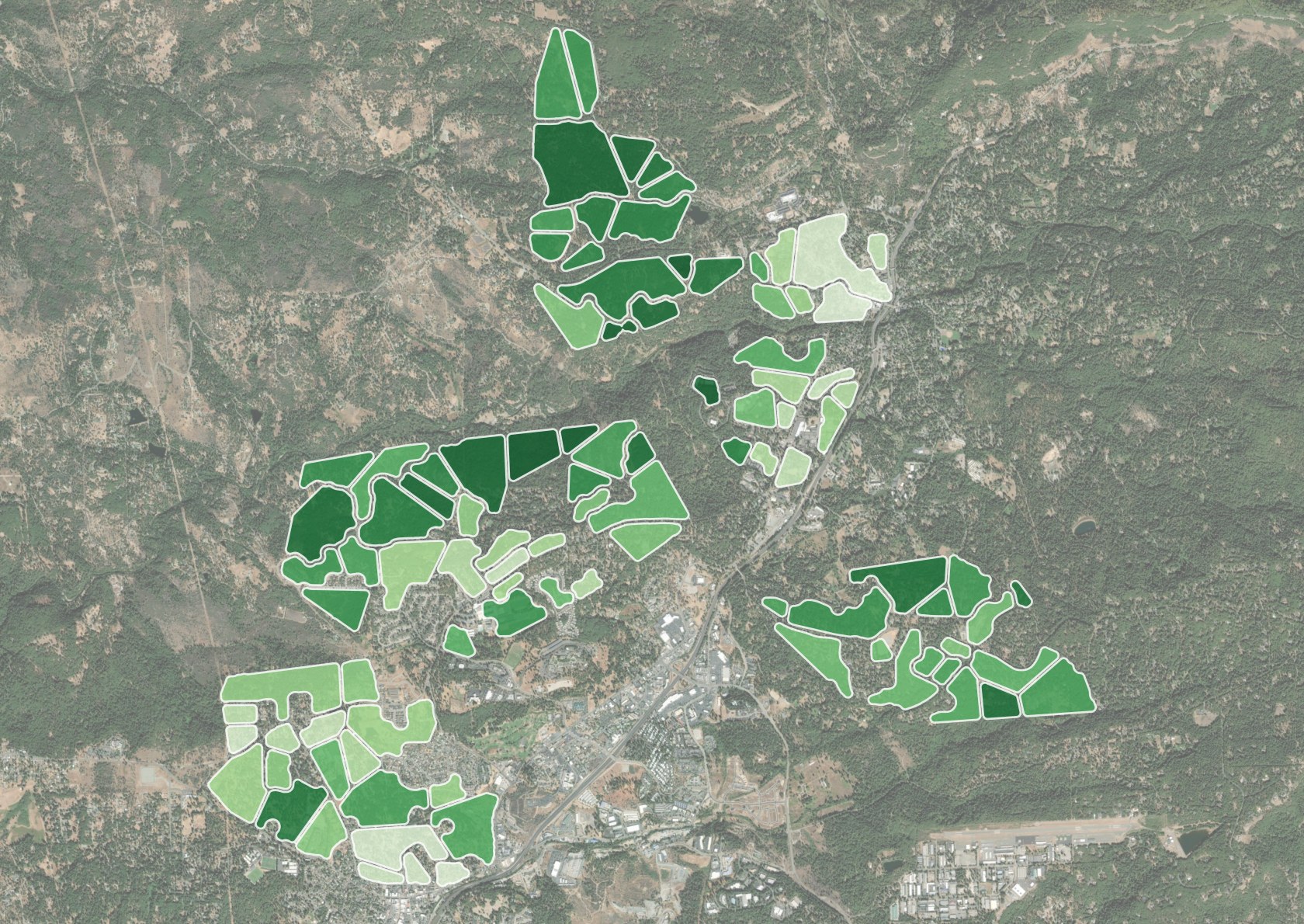 Work units shaded from low to high return on investment